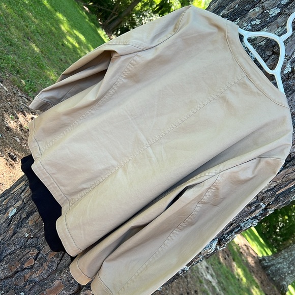 EUC Talbots Ruffle Front Button Jacket Tan Khaki 16 - Picture 11 of 14